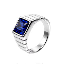 Alliance en acier inoxydable argenté foncé avec zircon cubique
