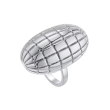 Women's Stainless Steel Chunky Statement Dainty Trendy Oval Bread Shape Ring Silver Size 7