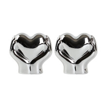 Love Heart Gesture Figurine Silver Desktop Decor Set