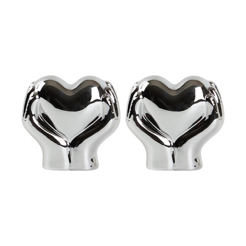Love Heart Gesture Figurine Silver Desktop Decor Set