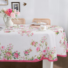 Blue Floral Oval Tablecloth, Waterproof & Wrinkle-Free, 54x72 in, Indoor/Outdoor Use