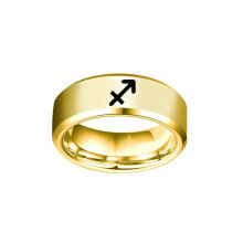 Alliance en acier inoxydable, signe du zodiaque Sagittaire, taille 13