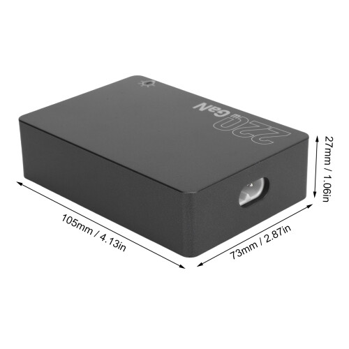 GaN 220W USB-C-Ladestation 105x73x27mm, Schwarz 1