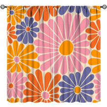 Daisy Flower Curtains Retro Orange Pink 72x63 inch