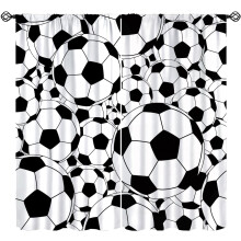 Sport Curtains Soccer Ball Pattern Thermal Insulated Rod