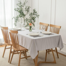 Checkered Rectangle Tablecloth, Water-Resistant & Wrinkle-Free, Spillproof Heavyweight Gingham Plaid, 60x84", Grey/White