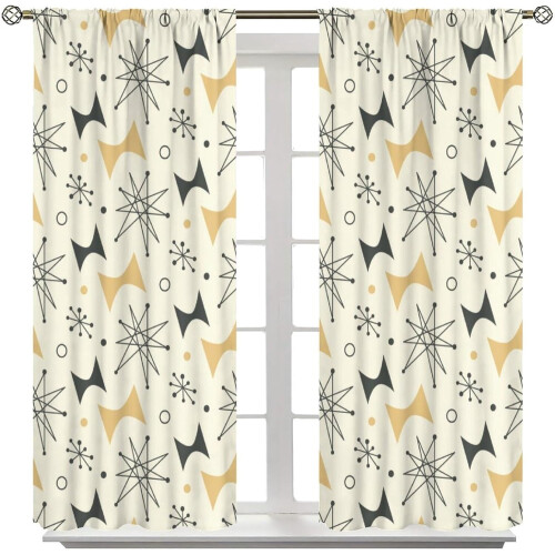 Mid Century Curtains Atomic Pattern Rod Pocket Thermal 1