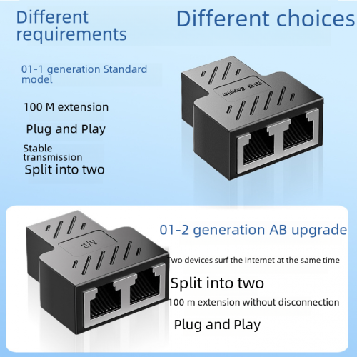 RJ45network three-way head network cable one-two simultaneous Internet network cable connector extender adapter splitter 1