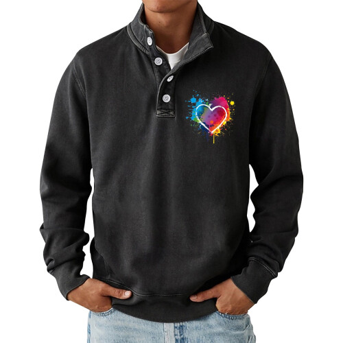 Men's Casual Sweatshirt Pullover Sweater Casual Long Sleeve - Black - Size S 1