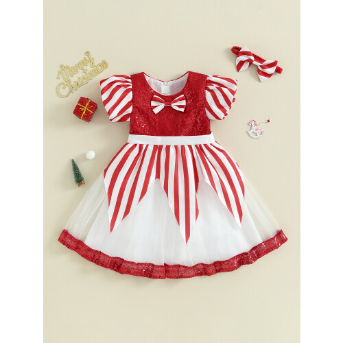 (6-7 Years, Red) Elegantes Minikleid mit mit Haarband 1