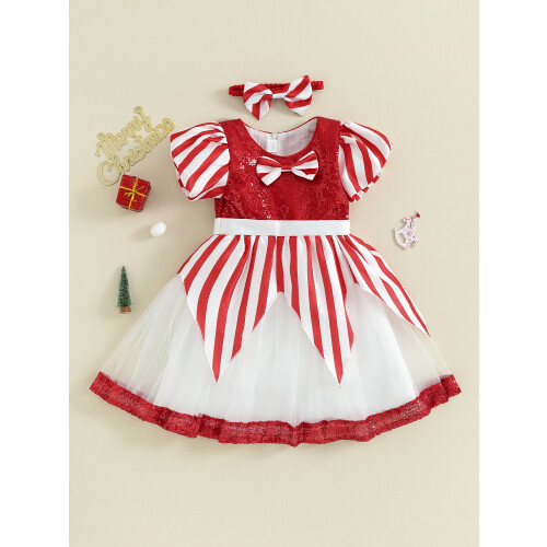(6-7 Years, Red) Elegantes Minikleid mit mit Haarband 2