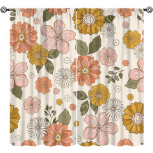 Retro 70s Floral Curtains Boho Pattern Rod Pocket Thermal 2