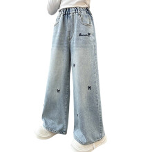 Girls Flare Jeans Elastic Waist Jogger Trousers Size 8-10
