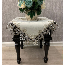 Square Tablecloth, Coffee Table Cover, Lace Bedside Table Cover Home Bedside Nightstand Small Table Cloth, EmbroideryTabletop Decoration