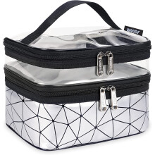 Makeup Bags Double layer Travel Cosmetic Cases Make up Organizer Toiletry Bags,Travel Bag Essentials (White)