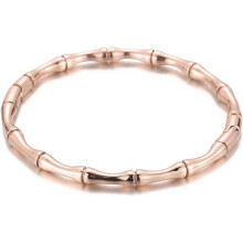 Stainless Steel Bamboo Style Classic Plain Open Clasp Bangle Bracelet