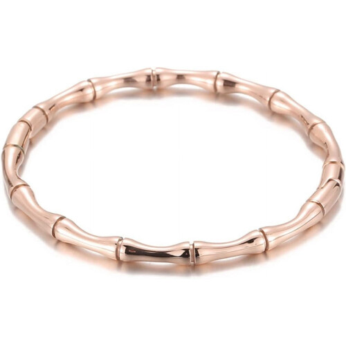 Stainless Steel Bamboo Style Classic Plain Open Clasp Bangle Bracelet