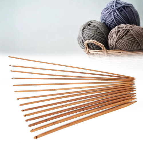 Carbonized Bamboo Knitting Needles Set, 14 Sizes, 36cm Length 2