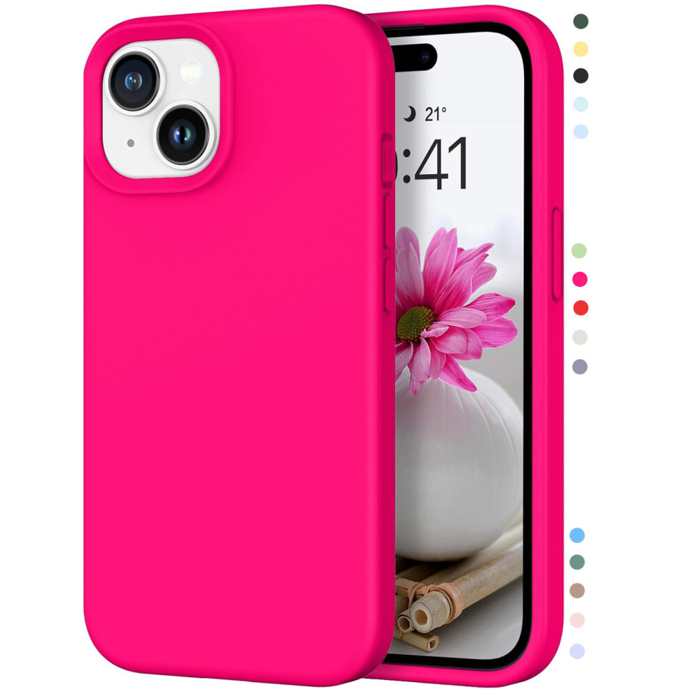 Designed For Compatible With Iphone 15 Case, Silicone Shockproof Slim Thin Phone Case (Hot ) Pink 9448483022941