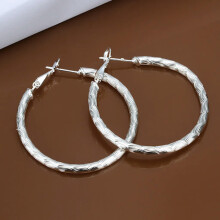 925 Sterling Silver Hoop Pierced Earrings L3-default