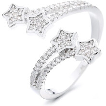 CZ Star Ring for Women Sterling Silver Plated Adjustable