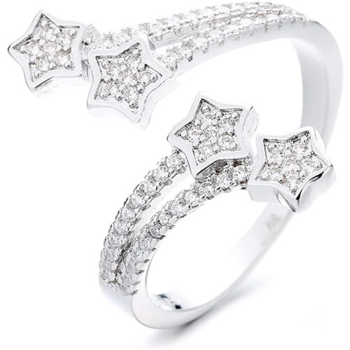 CZ Star Ring for Women Sterling Silver Plated Adjustable