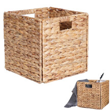 Food Storage Containers,Water Hyacinth Storage Baskets Natural 1 Cube Organizers Woven For Bathroom Bedroom Laundry Pantry Shelves