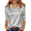 Women's Draped Neck Blouse Solid Color 3/4 Sleeve 1