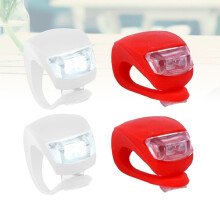 Bright Lights Bike Lamp with Silicone Material for Bicycle Water Resistant and Sturdy 2 White 2 Red