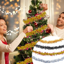 6-Pack Tinsel Garland 2m Silver Christmas Decoration