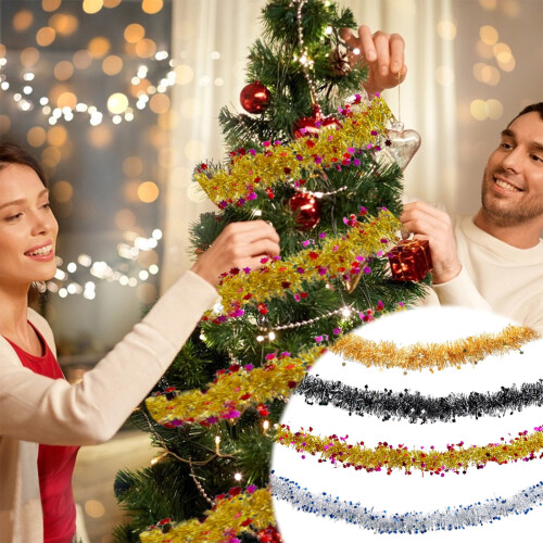 6-Pack Tinsel Garland 2m Silver Christmas Decoration