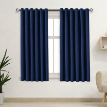 (Navy Blue, 46" x 54") Blackout Eyelet Curtains Pair Luxury Insulated Heavy Thermal Ring Top Ready Made Window Curtain Panel Free Tieback