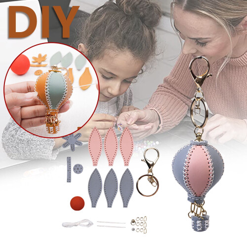 Leather pendant DIY kit hand-sewn mini keychain