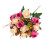 Buquê de rosas artificiais de seda sintética de 33 cm (13 polegadas) rosa choque 1