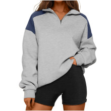 Women's Oversized Quarter-Zip Sweatshirt Color Block