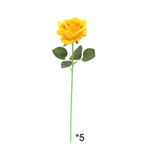Buquê de rosas artificiais amarelas de 48 cm (18,9 polegadas), pacote com 5 unidades.