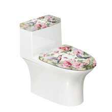 Floral Hummingbird Toilet Dust Cover Set – 2-Pack with Elastic Edges, Compatible with Standard Toilet Seat & Tank Lid