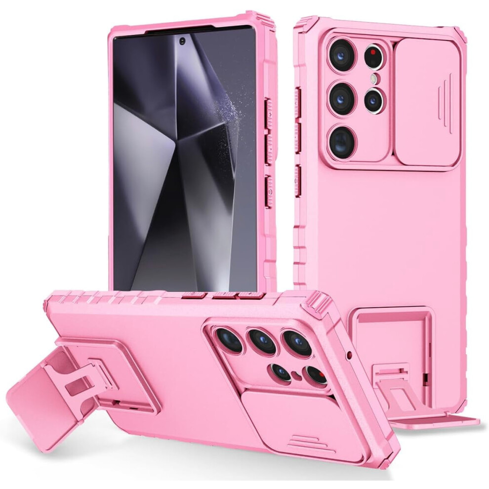 Galaxy S24 Ultra 5G Case With Slide Lens, Invisible Kickstand, Military-Grade Shockproof Cover Â Compatible With Samsung S24u, Rose Gold 9448483133579