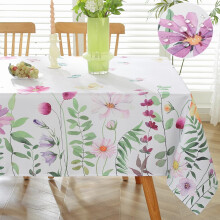 Blue & White Floral Rectangle Tablecloth 52x70", French Country Rustic Style, Farmhouse, Party, Indoor/Outdoor – Compatible with Standard Tables