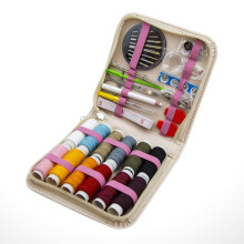 Portable Sewing Needlework Kit in Assorted Colors with Durable Synthetic Material and Zipper Design