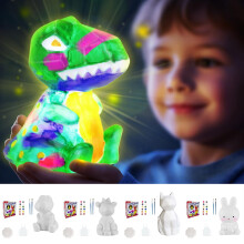 Kit per dipingere la tua lampada a forma di dinosauro – Giocattolo luce notturna fai-da-te per bambini dai 3 ai 12 anni, set artistico e creativo,