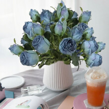 Artificial Rose Bouquet – Realistic Blue Faux Flowers for Wedding Decor, Table Centerpieces & Photoshoots – Long-Lasting