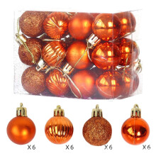 Shatterproof Christmas Ornaments Set Orange 24 pcs