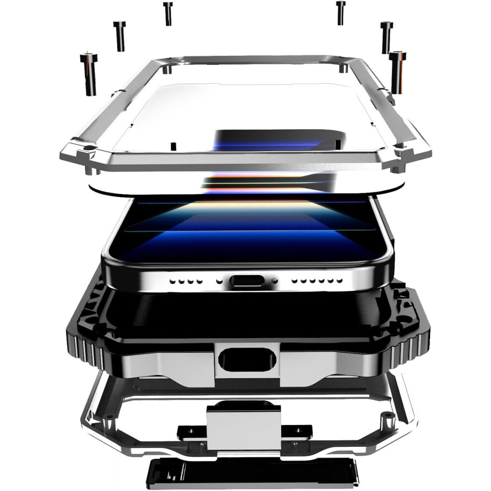 Compatible With Iphone 16 Pro MaxâHeavy-Duty, Dustproof Case With Built-In Screen Protector, Rugged Stand, 360 Military-Grade Metal Bumper 9448483136419