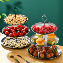 3-Tier Metal Serving Tray Stand – Rustic Tiered Tray for Kitchen, Dining, Party, Wedding Decor & Cupcake/Fruit Display