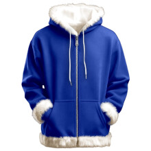 Christmas Hoodies for Men Santa Sweatshirt Zip up Hooded Unisex Solid Color Oversized Long Sleeve Xmas Sweatshirts with Pockets, Blue, Size XXXXXXL