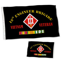 Vlag/banner van de 18e Geniebrigade, dubbelzijdig, 3x5 voet (90x150 cm).