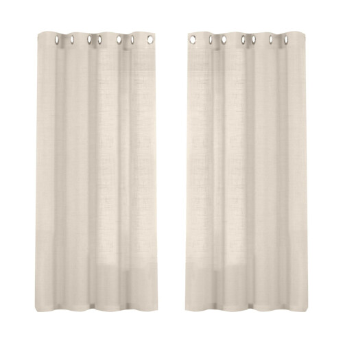 Linen Sheer Curtains Silver 52x63 in 2 Panels