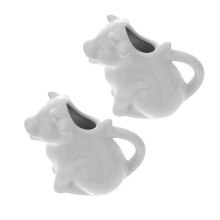 Soimiss Frothing Mug Animal Ceramic Pitcher White 2Pcs