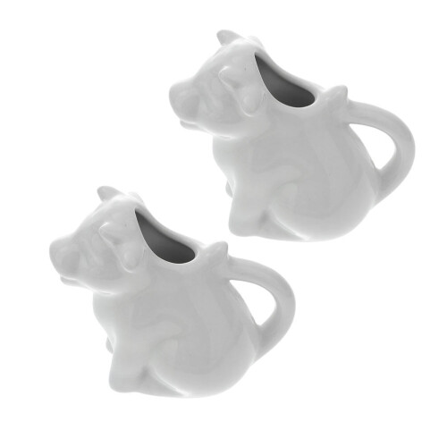 Soimiss Frothing Mug Animal Ceramic Pitcher White 2Pcs